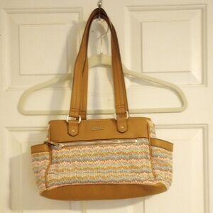 Rosetti Tan and Brown Shoulder Bag with Chevron Pattern